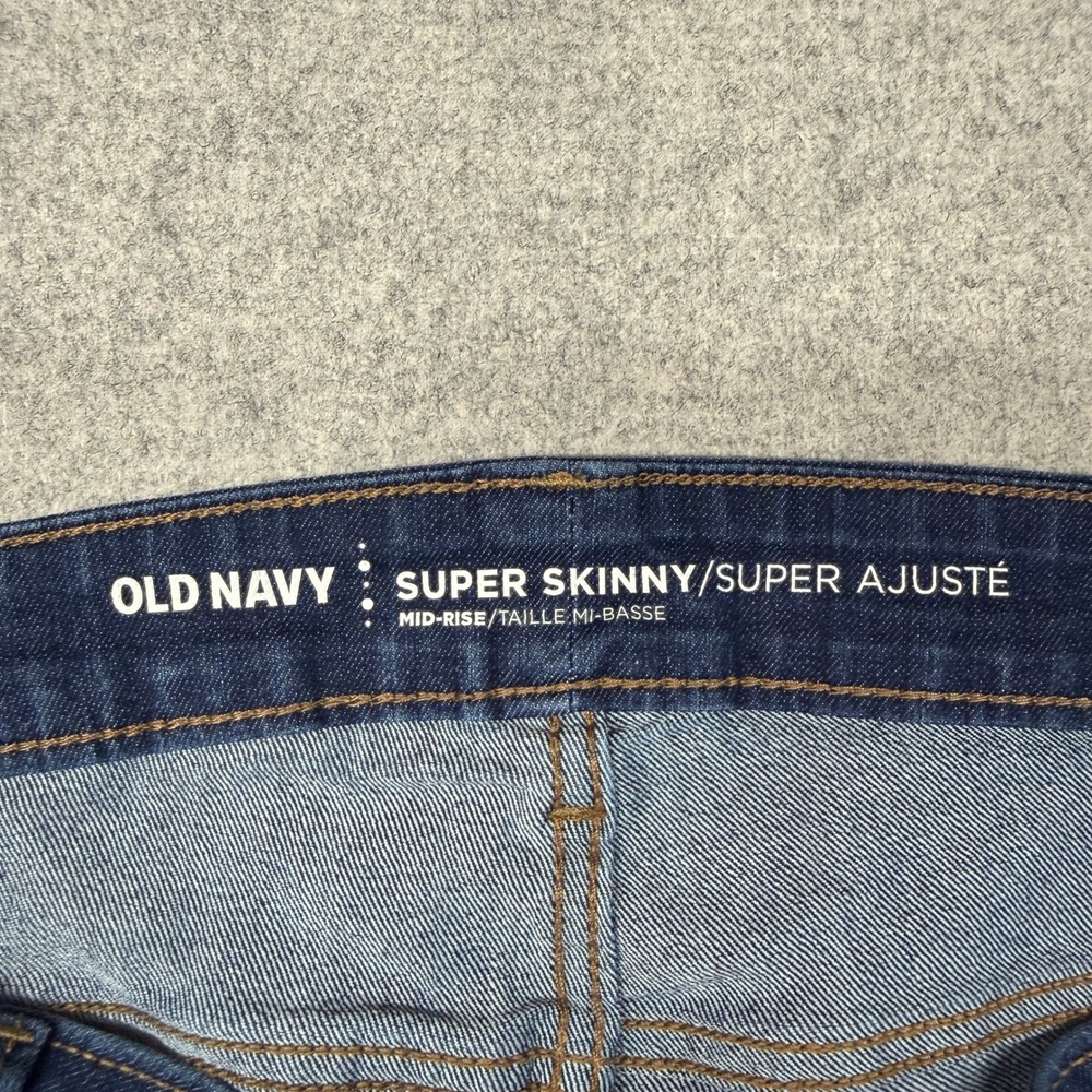 Old Navy Super Skinny Jeans 20 Plus Long Blue Mid-Rise Stretch Dark Wash Denim - Picture 3 of 10
